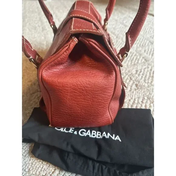 Womens Vintage Dolce&Gabbana Shoulder BagTote Purse Red Pebble Leather…